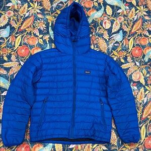 Men's Blue Patagonia Down Sweater Hoody - Size Medium